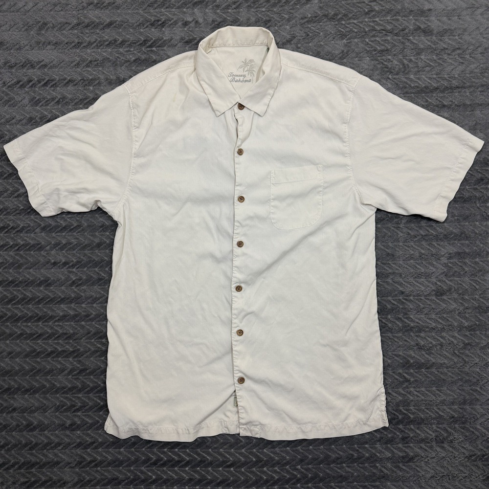 Tommy Bahama Men Button Up Shirt Large Silk Wine Glass Camp Embroidered Hawaiian - Picture 4 of 16